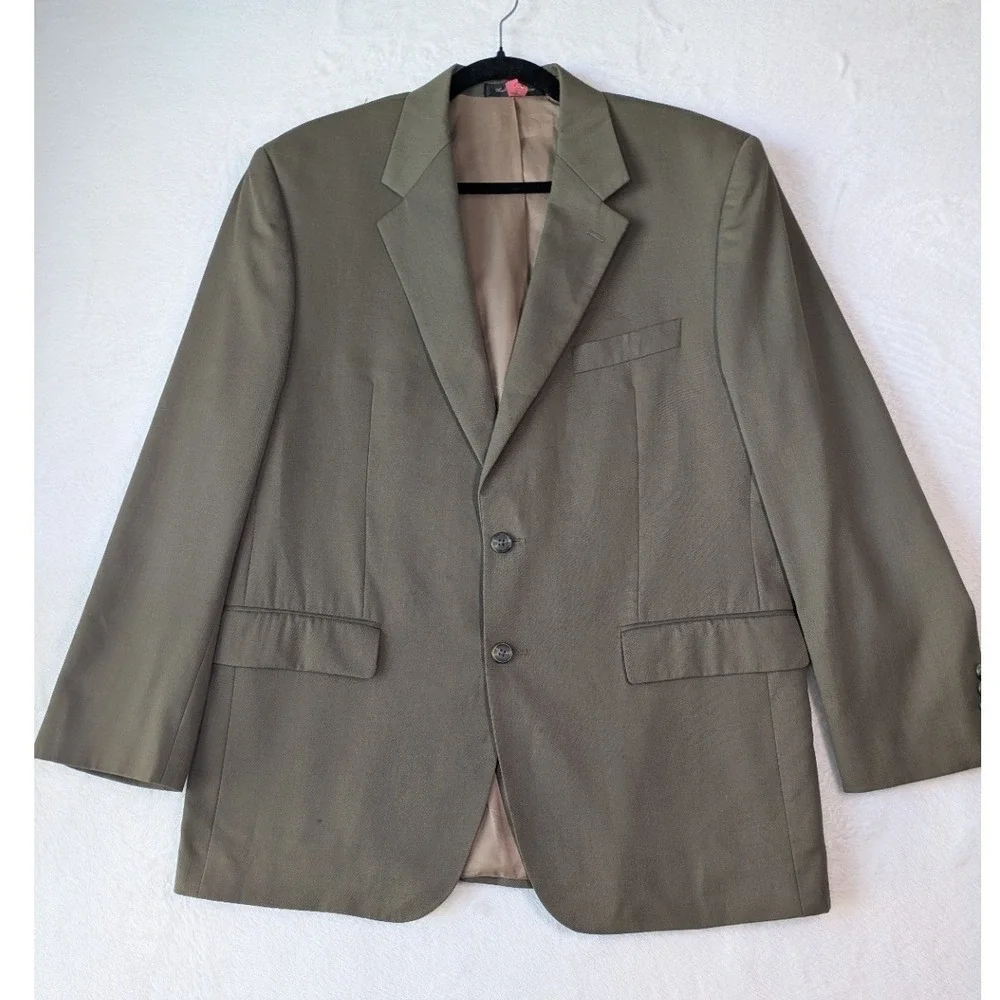 Chaps Blazer Mens 42R Olive Green 100% Wool Two Button Single Vent Suit Jacket